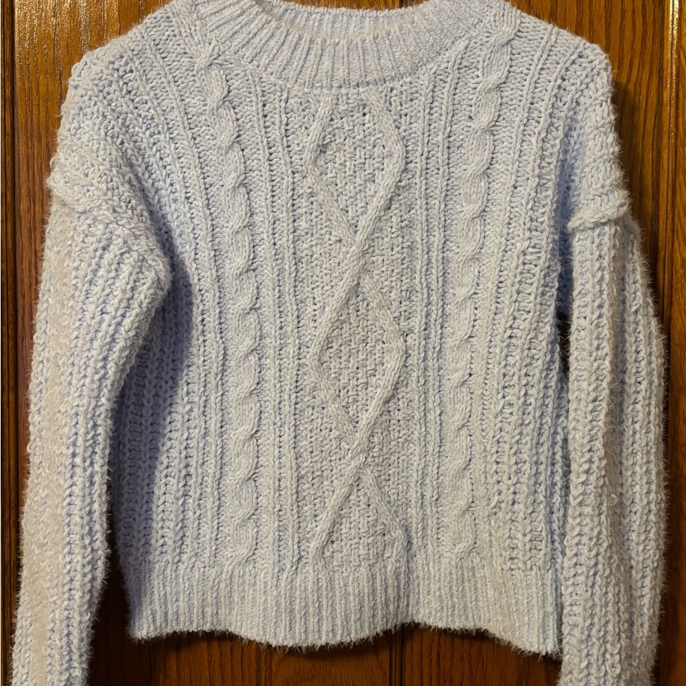 Cozy Cable Knit Sweater - Light Blue